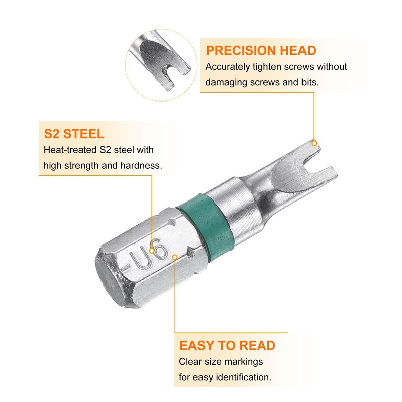 sourcing map 5pcs U Type Screwdriver Bit U6 1/4" Hex