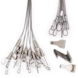 INIBUD Picture Rail, Wire Hooks, Set of 10, Stainless Steel, Coating, For Displaying, Adjustable, Frame Holder, 3.3 ft (1 m)