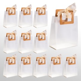 Ribbon & Luxe 12-Pack Boutique/Gift Bags with Square Stitched Handles Perfect For Your Boutique, Wedding, Baby or Bridal Shower and All Other Special Occasions (Camel, Small 12-Count)