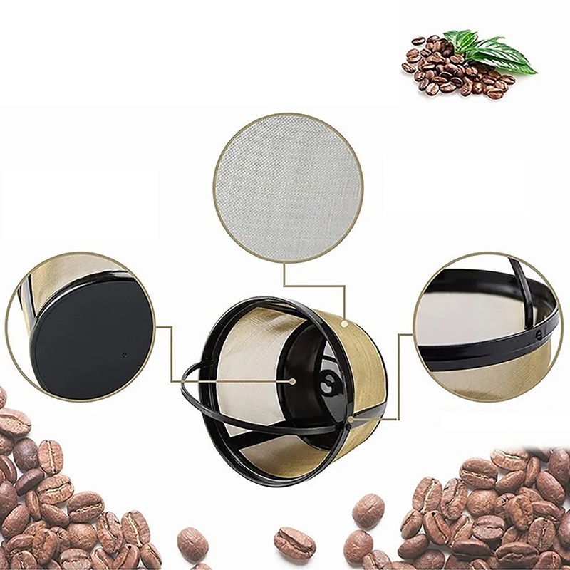 Coffee Filter Stainless Steel Coffee Machine Reusable Cone Coffee Filter