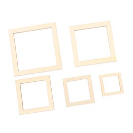 Photo Frame,Wood Photo Frame 205PCS Unfinished Wood Pendants Square Frames Hollow Wood Pieces Square Wood Linking Rings for DIY Home Ornaments