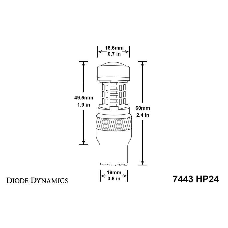 7443 LED Bulb HP24 LED Cool White Switchback Single Diode