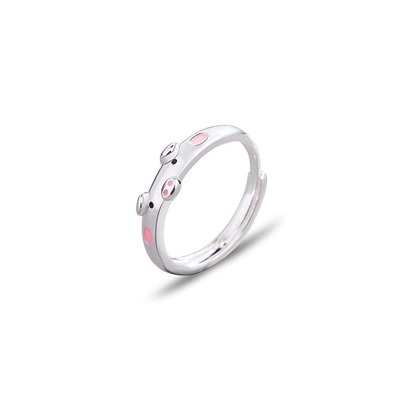 Cute Pink Pig Ring Copper Adjustable Animal Ring for Women