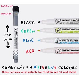 TMS Small Fridge Whiteboard, Mini Magnetic White Board, Dry Wipe Memo Board Magnet, To Do List, Weekly Meal Planner, Kitchen Notice Board with Dry Erase Markers - for Home, Kids or Office