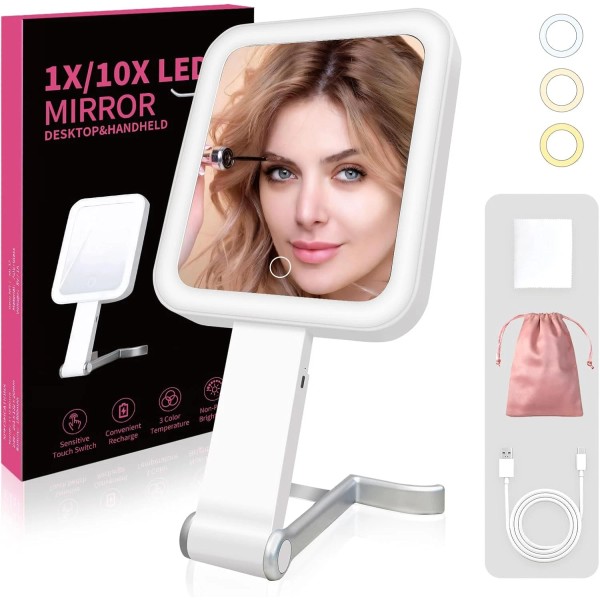gogofree Makeup Travel Mirror with Light, 10X/1X 10"L x 5"W,