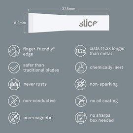 Slice 10534-CS Chisel Blades, Ceramic Blade Lasts 11x Longer Than Steel, Finger Friendly Edge, 24 Blades, White