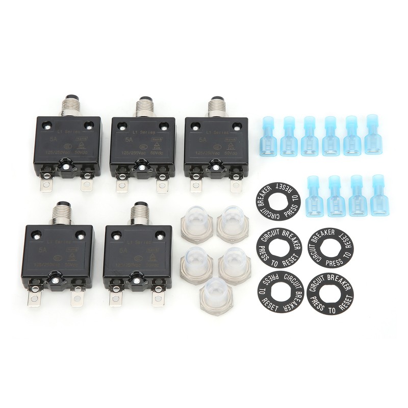 5A Thermal Circuit Breaker with Quick Connect Terminals Waterproof Cap