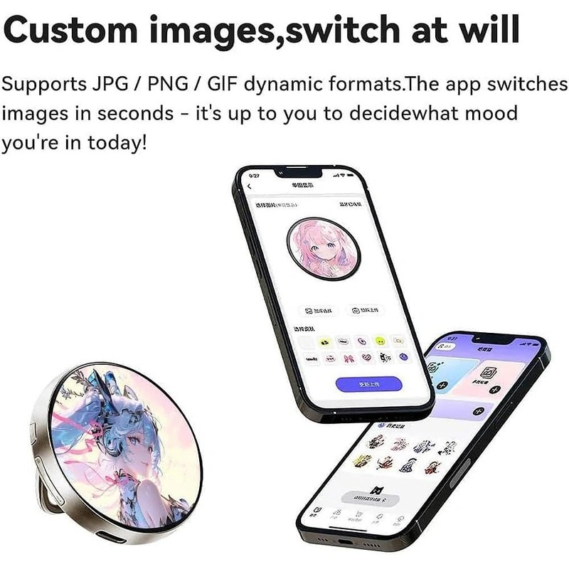 Mini LED Electronic Pin 1.89” Digital Photo Frame Button Badge,