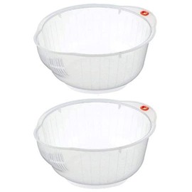 Inomata Japanese Rice Washing Bowl with Side and Bottom Drainers, Clear Limited Edition