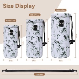 RICHEN Neoprene Water Bottle Carrier Bag with Adjustable Shoulder Strap,Insulated Water Bottle Cover for 500ml/16oz Stainless Steel/Glass/Plastic Bottles Bottles (BC-56,500ML)