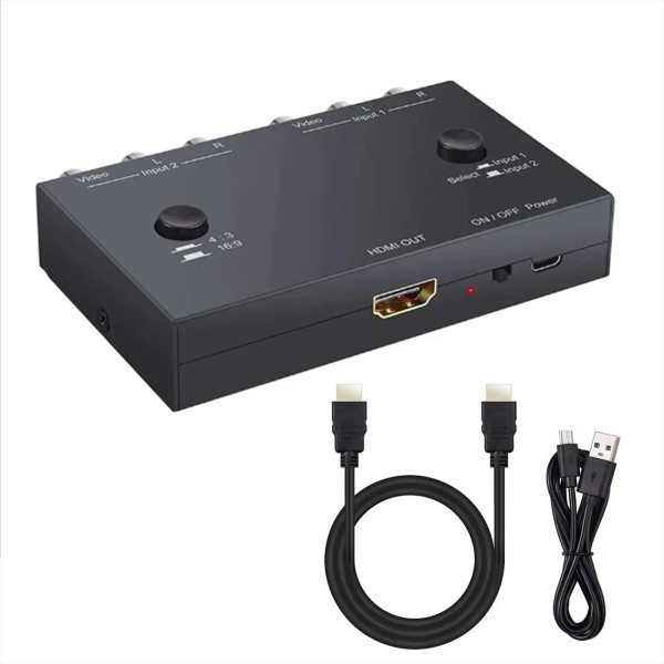 Universal 2 Port AV to HDMI Converter, Dual RCA To