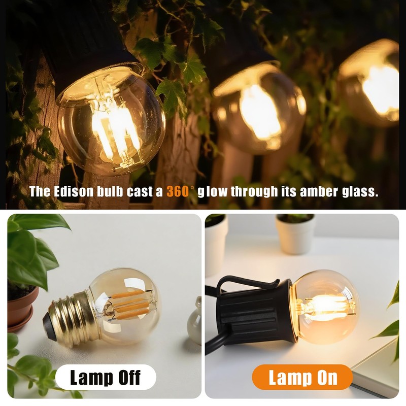 G40 Dimmable Amber LED Bulbs, 3W (25W Eq), E26, 2700K