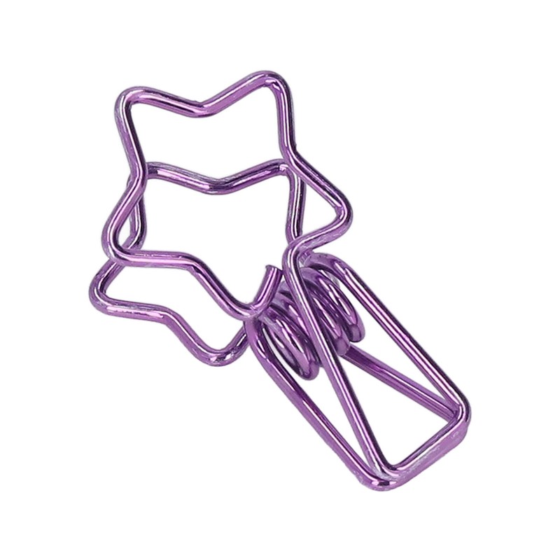 100pcs Star Binder Clips Cute Cartoon Hollow Strong Clamping Force