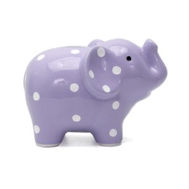 Child to Cherish Ceramic Polka Dot Elephant Piggy Bank for Girls, Lavender