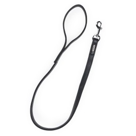 Zoe Leather Dog Lead 1 m - Leather Lead for Dogs - Double-Layer Genuine Leather Lead Made of Sturdy and Soft Buffalo Leather with Stainless Steel Carabiner - Black