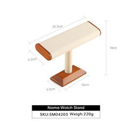 Dansmiy T-Shape Wooden Bracelet Watch Display Stand, Men Women Wristwatch Storage Holder, Jewelry Shop Table Top Display Bangle Watch Organizers, Willow Wood/Microfiber