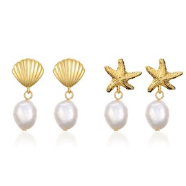 Starfish Earrings for Women Sea shell Earrings Summer Fashion Women 2025 Vacation Outfits for Womens Beach Accessories Dress Vacation Essentials Jewelry