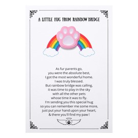 Pet Memorial Keepsake, Rainbow Bridge Pocket Hug with Paw Print Token, Sympathy Gift for Loss of Dog or Cat, Bereavement Gift for Pet Loss, Condolences Gifts, Pink
