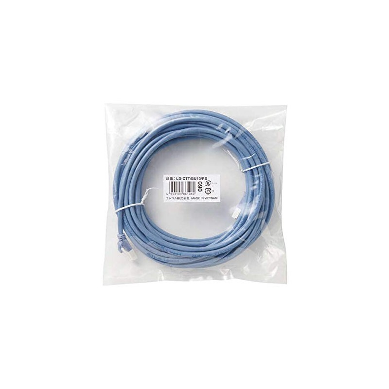 エレコム EU RoHS指令準拠 CAT5E爪折れ防止 LANケーブル 10m 簡易パッケージ仕様(ブルー) LD-CTT/BU10/RS