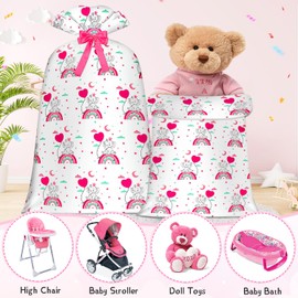 Jumbo Extra Large Pink Elephant Rainbow Big Gift Bag for Baby Girl, Oversized Present Bag, Plastic Bike Gift Bag (48in, 1Pack)