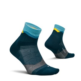 Feetures Trail Max Cushion Mini Quarter Sock - Hiking Socks for Men & Women - Mountain High Blue, Medium (1 Pair)