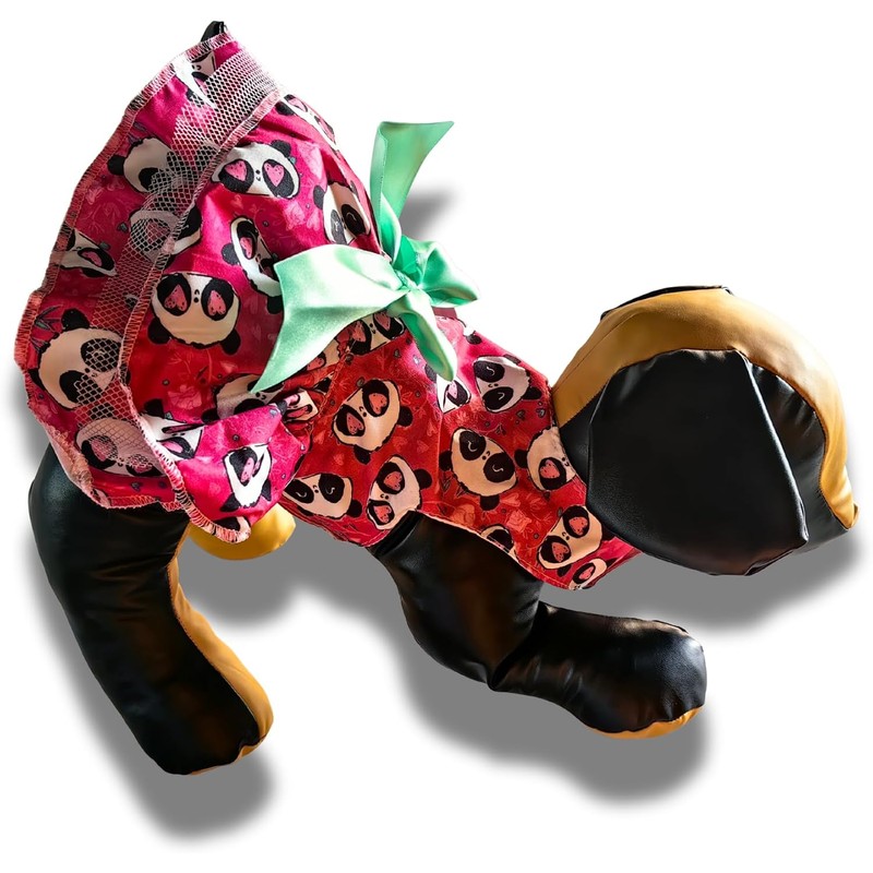 Genérico Vestido para Perro y Gato, Estampado de Pandas, Tela