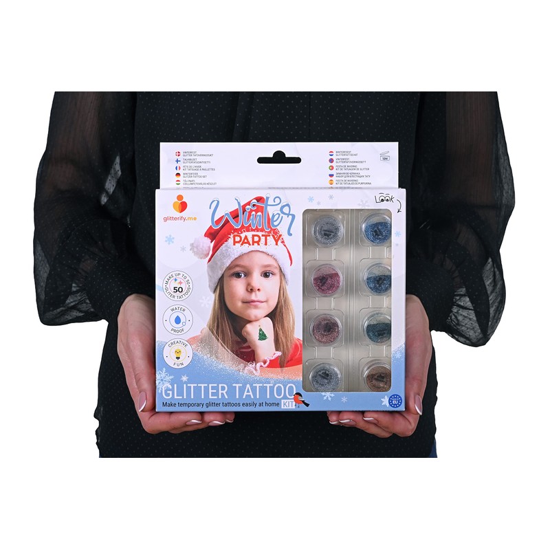 Winter Party Glitter Tattoo Set with Biodegradable Glitter - Made