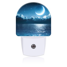 Uiaoiais Magic Moon on Sea Night Light Plug into Wall with Dusk to Dawn Sensor Cute Nightlight for Kid Girls Boys Women Men Room Decor, Hallway, Kitchen, Bathroom, Nursery, Stairs