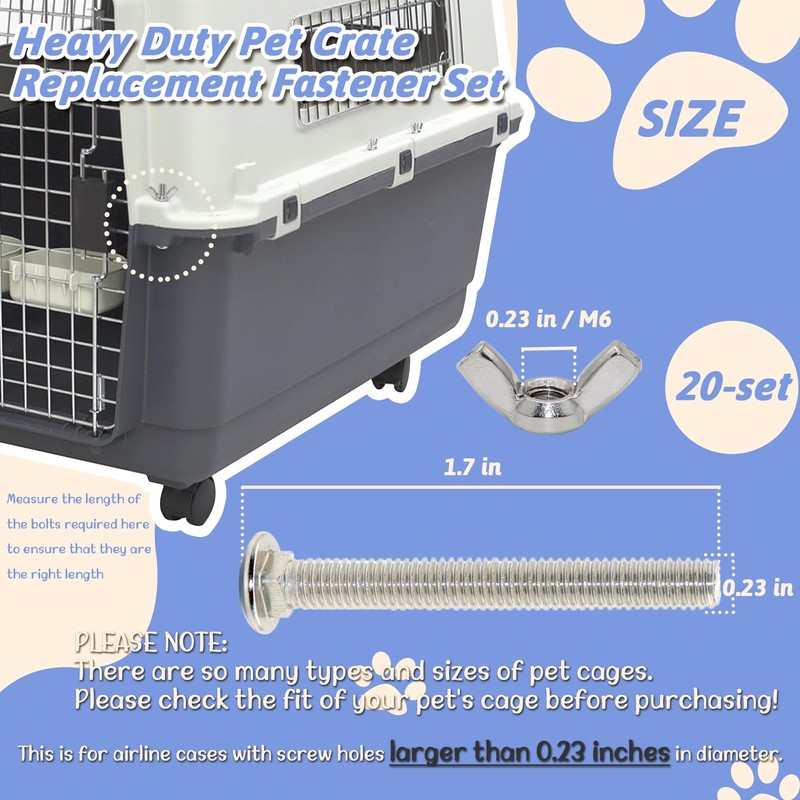 LUTQ 20 Sets Pet Carrier Replacement Fasteners Set - Heavy