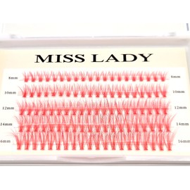 Faux Mink Lash Clusters, Red, 20D, Curl C, 8-16mm, 100 PCS, 3D Volume