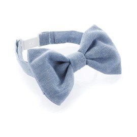 My Lello Baby Chambray Adjustable Pre-Tied Bow Tie - Natural