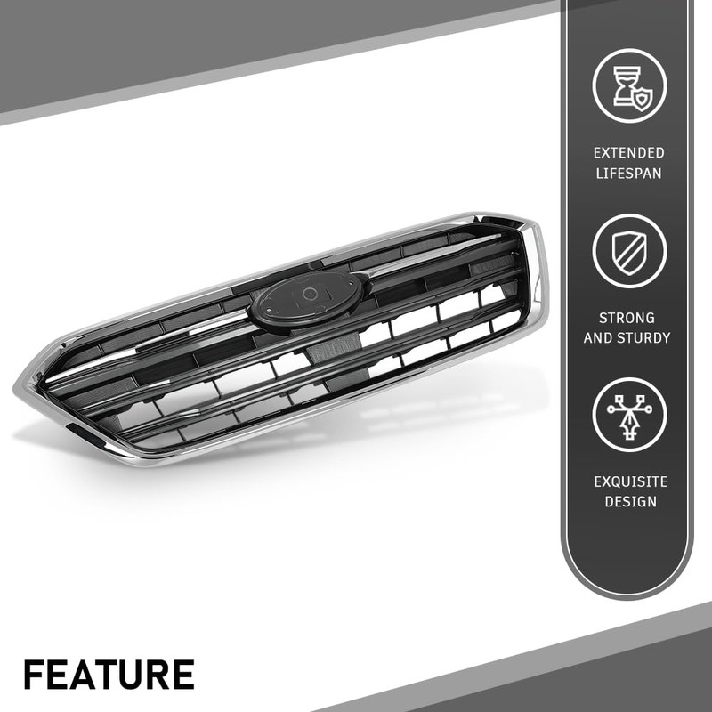 G-PLUS Front Bumper Grille Grill Assembly Black Shell Silver Insert