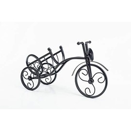 Asian Home Bicycle Wine Bottle Holder Desktop Bike Wine Rack Freestanding Countertop Bottle Holder for Wine Storage, Metal, Black Colored