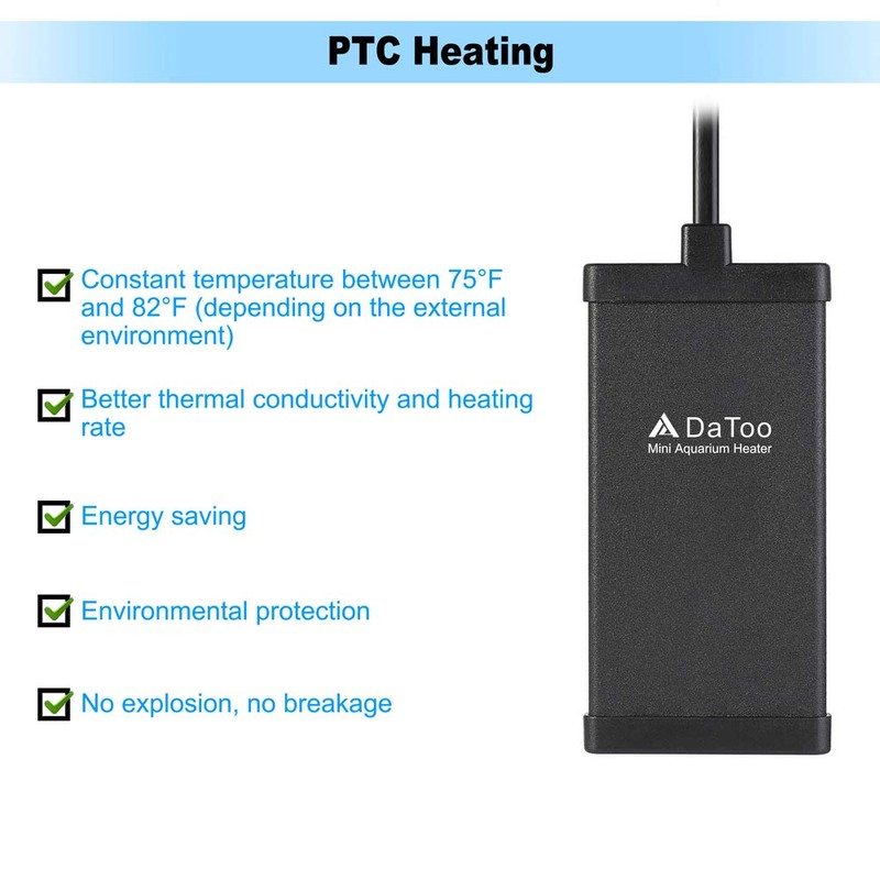 DaToo 30 Watt Small Aquarium Heater Mini Betta Flat Fish