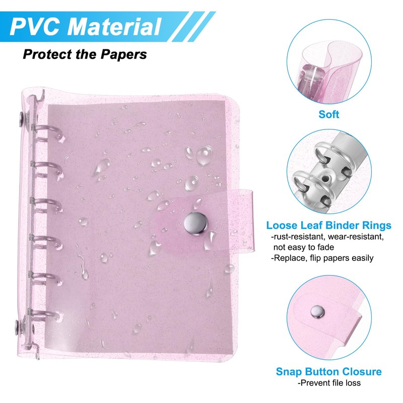 PATIKIL A7 Clear Binder Cover Flexible PVC Bling Loose Leaf