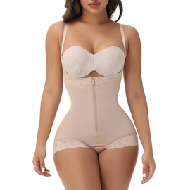 M MYODRESS Fajas Colombianas Moldeadoras Shapewear For Women High Waisted Tummy Control Body Shaper Butt Lifter Curvy Faja Postpartum Stage 2 Faja Post Surgery Compression Garment Beige XS