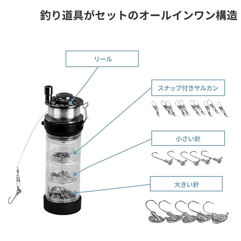 DOD FG1-077-BK Fishing Bottle, Pocket Size, No Rod, Easy Fishing