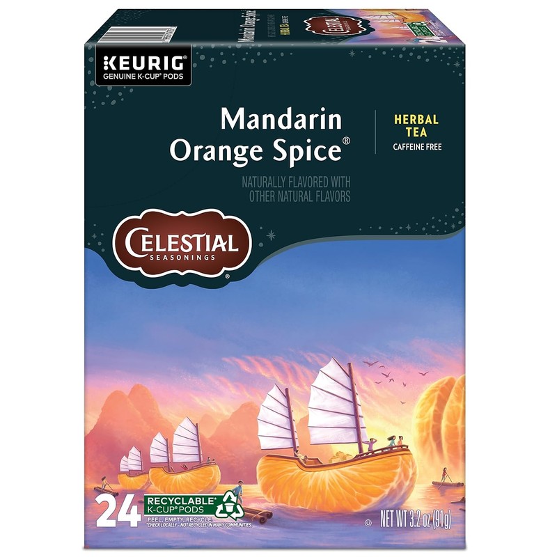Celestial Seasonings Mandarin Orange Spice Herbal Tea, Keurig® K-Cup® Pods,