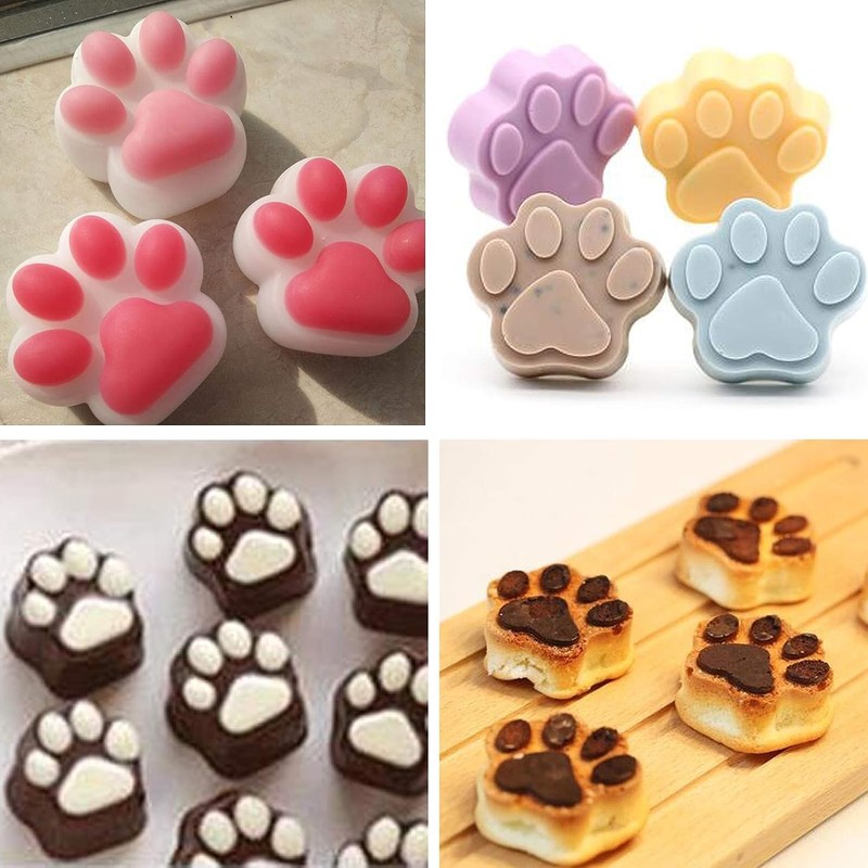 ROTDAM Puppy Cat Dog Paw Shaped Silicone Mold 2PCS-6 Cavity
