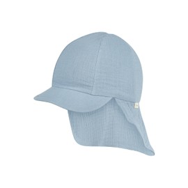 Sterntaler Peaked Cap Neck Muslin - Unisex Hat Made of Cotton Muslin (Organic) - UV Protection 50+ Sun Hat with Neck Protection - Baby and Children's Summer Headpiece - Grey Blue, Size 47