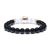 YGS Natural Stone Obsidian Moonstone Beads Bracelet Cool Gothic Animal