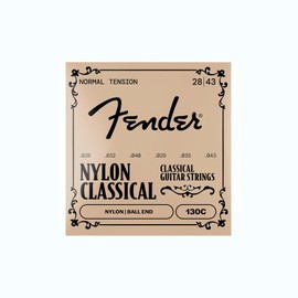 Fender Cuerdas acústicas de nailon, 130 transparentes/plateadas, extremo de bola, .028-.043