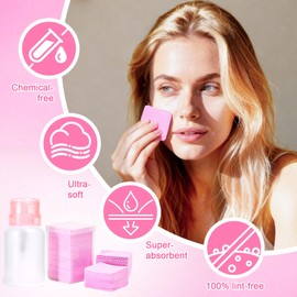400pcs Lint Free Nail Wipes with Dispenser Pink Gel Nail Polish Remover Wipes with Nail Polish Remover Pump SHEERBLISS Lash Extensions Glue Cleaning Wipes with Lockable Acetone Pump Dispenser 220ml