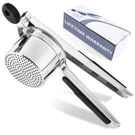 WIHBOIR Potato Ricer Stainless Steel, Silicone Potato Masher for Silky Yummy Mashed Potatoes, 15 oz Food Press