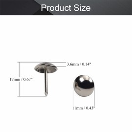 MroMax Upholstery Nails Tacks 0.43" Head Dia Iron Modern Style Metal Round Thumb Push Pins 0.67" Height for Furniture Decoration Chair Hardware Cork Board Sofa Headboards Silver Tone 25Pcs