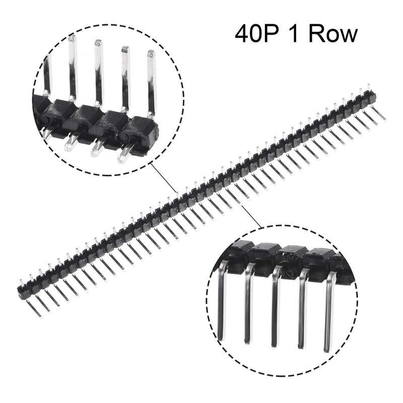 sourcing map Right Angle Header Pin 40P 1 Row 2.54mm