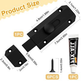 Lueden Brass Slide Door Bolt 3 Inch Heavy Duty Doors Lock Gate Bolt Thick Security Door Catches Barrel Sliding Latch Lock for External Internal Doors Bathroom Garden Gate Bedroom Garages, Black