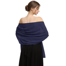 Chales y envolturas de gasa para vestidos de noche para mujer, elegante bufanda suave para novia, estola de boda, Azul marino (gasa), Talla única