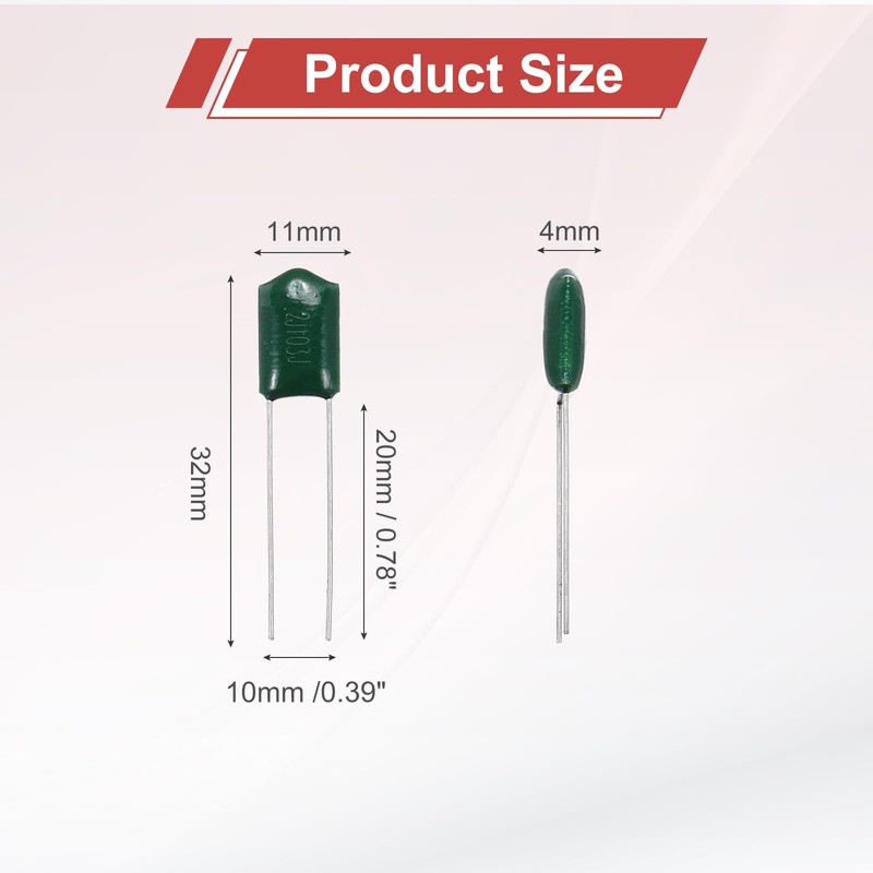 sourcing map 20Pcs CBB22 630V 103J 5% Tolerance Through Hole