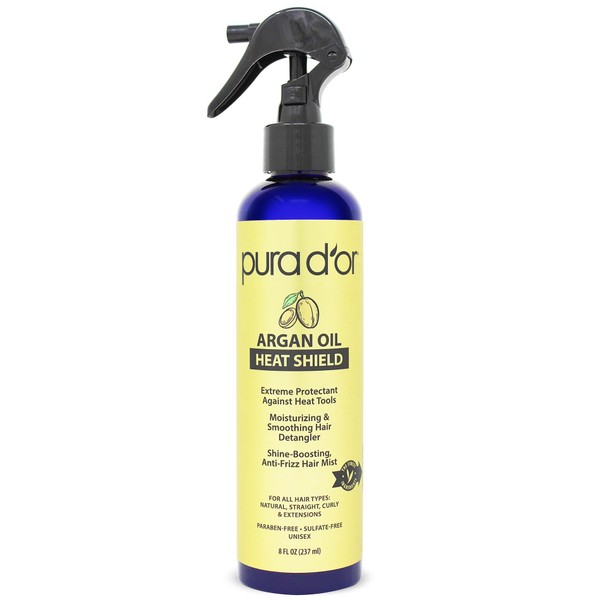 PURA D'OR 8 Oz Argan Oil Heat Shield Protectant Spray